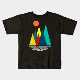 Linear and Colorful Mountains, Minimalist Abstract Nature Art  I Kids T-Shirt